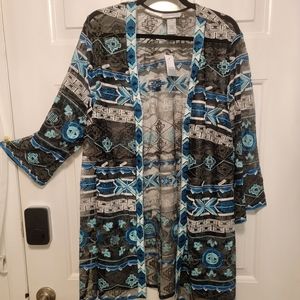 NWT Catherines Embroidered Sheer Duster 1X